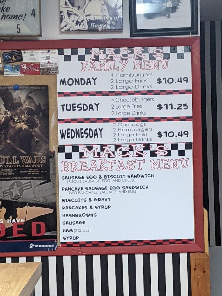 Mack's Family Drive-In Menu image 3